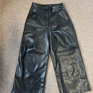 Miou Muse Black Faux Leather Wide-Leg Pants